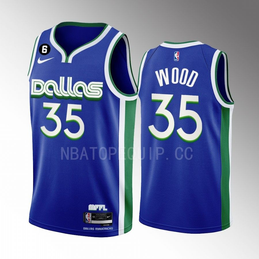 Christian Wood 35 2022-23 Dallas Mavericks Blue City Edition Men Stitched Jersey Swingman
