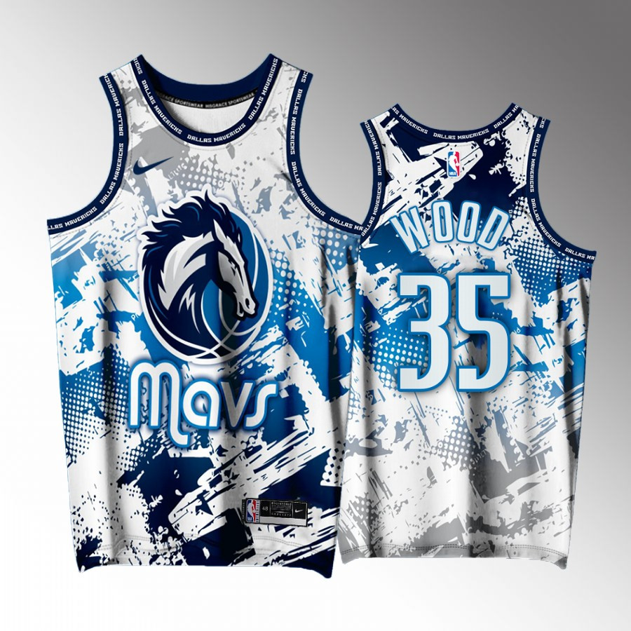 Christian Wood 35 Dallas Mavericks White Printing Men Stitched Jersey Splash City Exclusive Edition