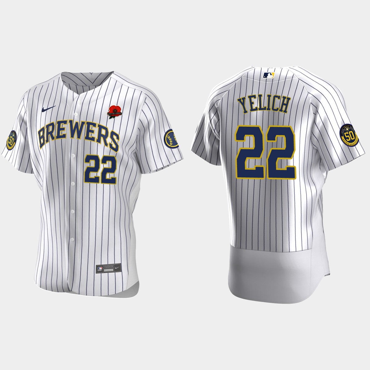 Christian Yelich Milwaukee Brewers 2021 Memorial Day Jersey – White