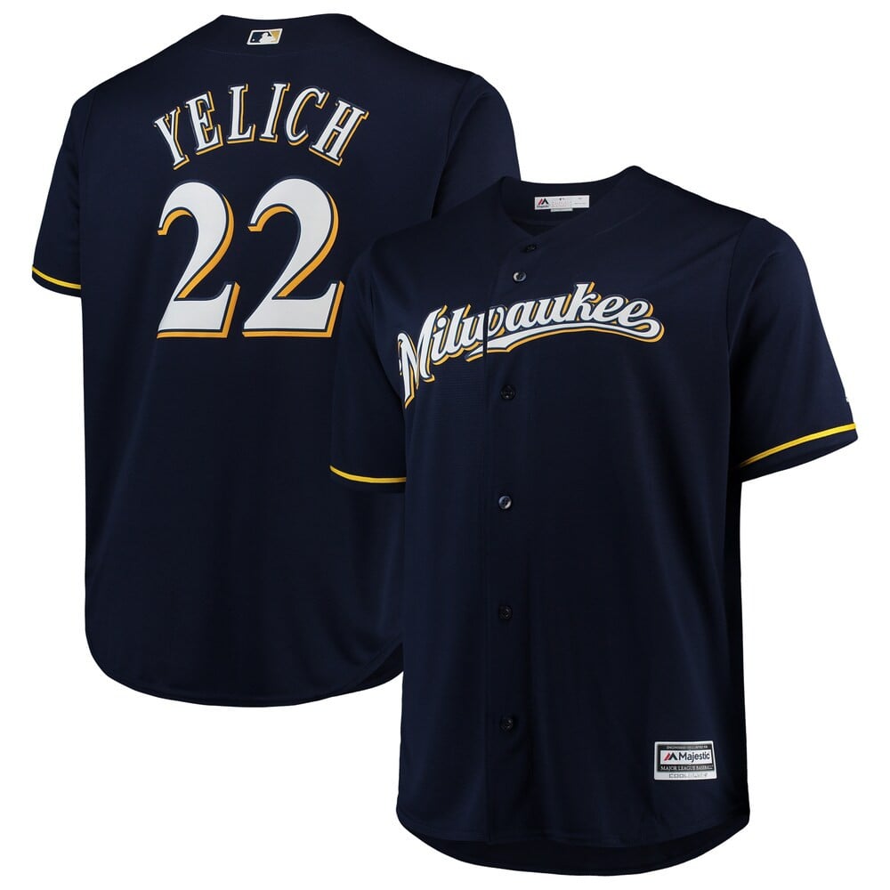 Christian Yelich Milwaukee Brewers Majestic Big And Tall Alternate Road Cool Base Player Stitched Jersey – Navy