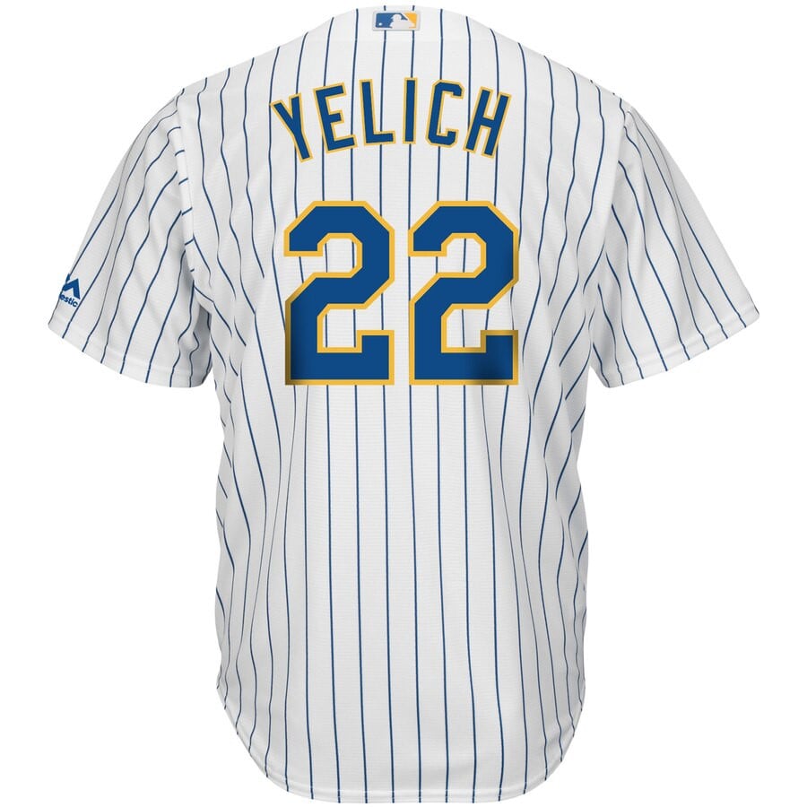 Christian Yelich Milwaukee Brewers Majestic Big And Tall Alternate Cool Base Player Stitched Jersey – White