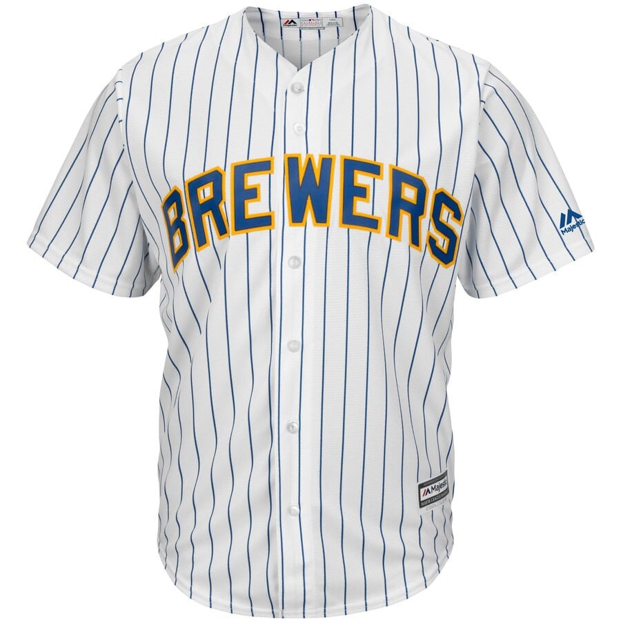 Christian Yelich Milwaukee Brewers Majestic Big And Tall Alternate Cool Base Player Stitched Jersey – White