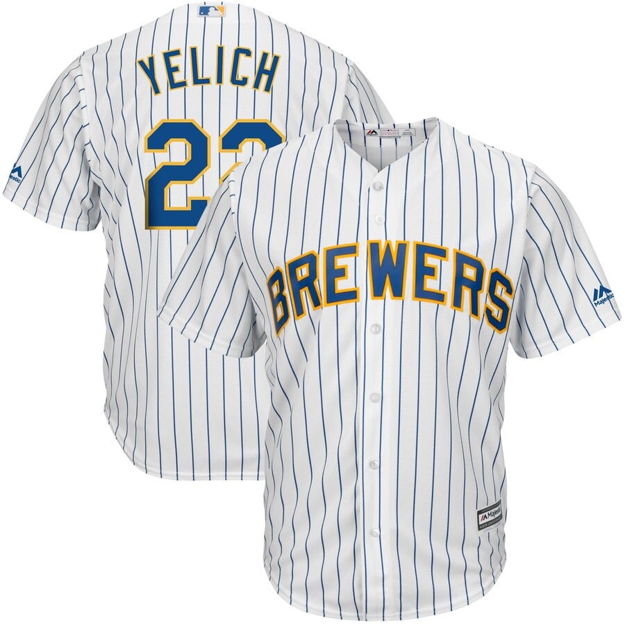 Christian Yelich Milwaukee Brewers Majestic Big And Tall Alternate Cool Base Player Stitched Jersey – White