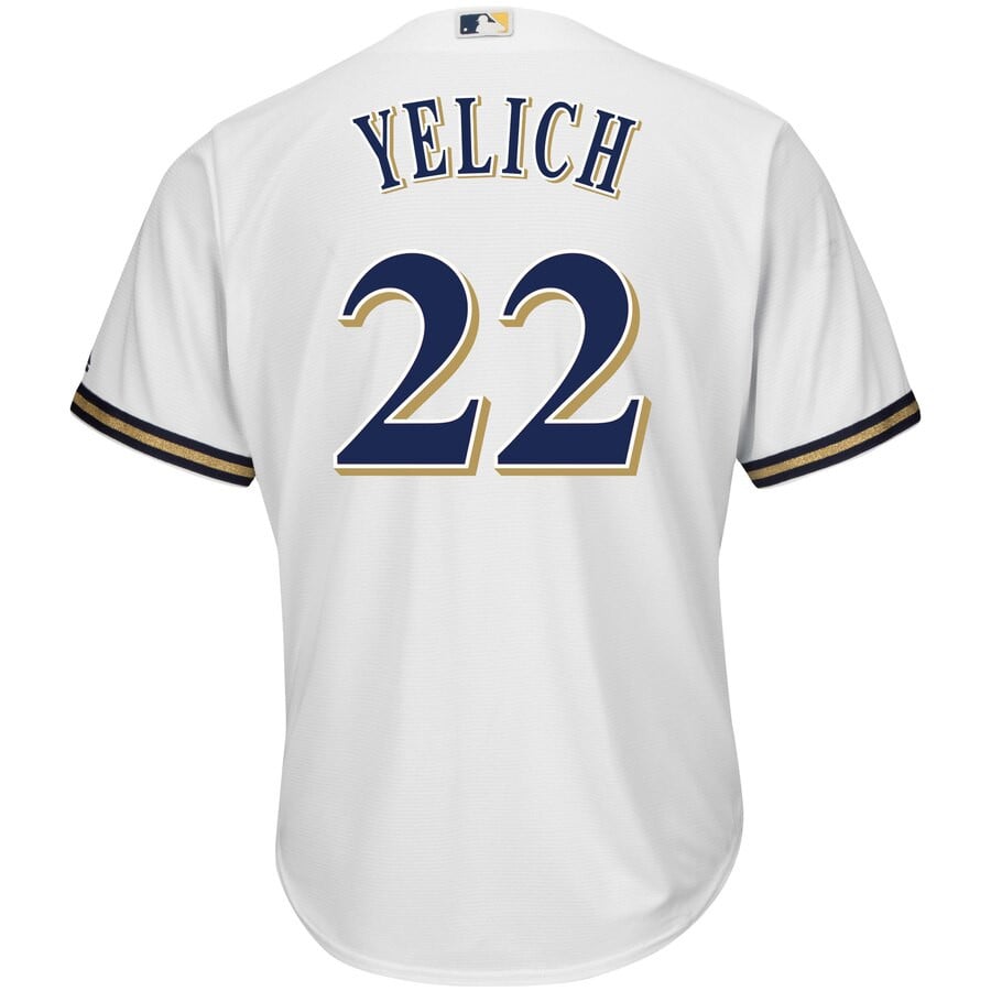 Christian Yelich Milwaukee Brewers Majestic Big And Tall Home Cool Base Player Stitched Jersey – White