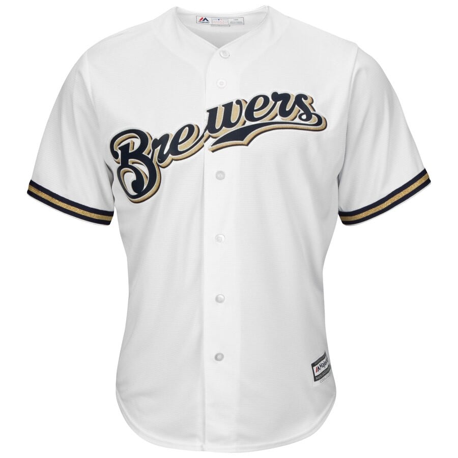 Christian Yelich Milwaukee Brewers Majestic Official Cool Base Player Stitched Jersey – White