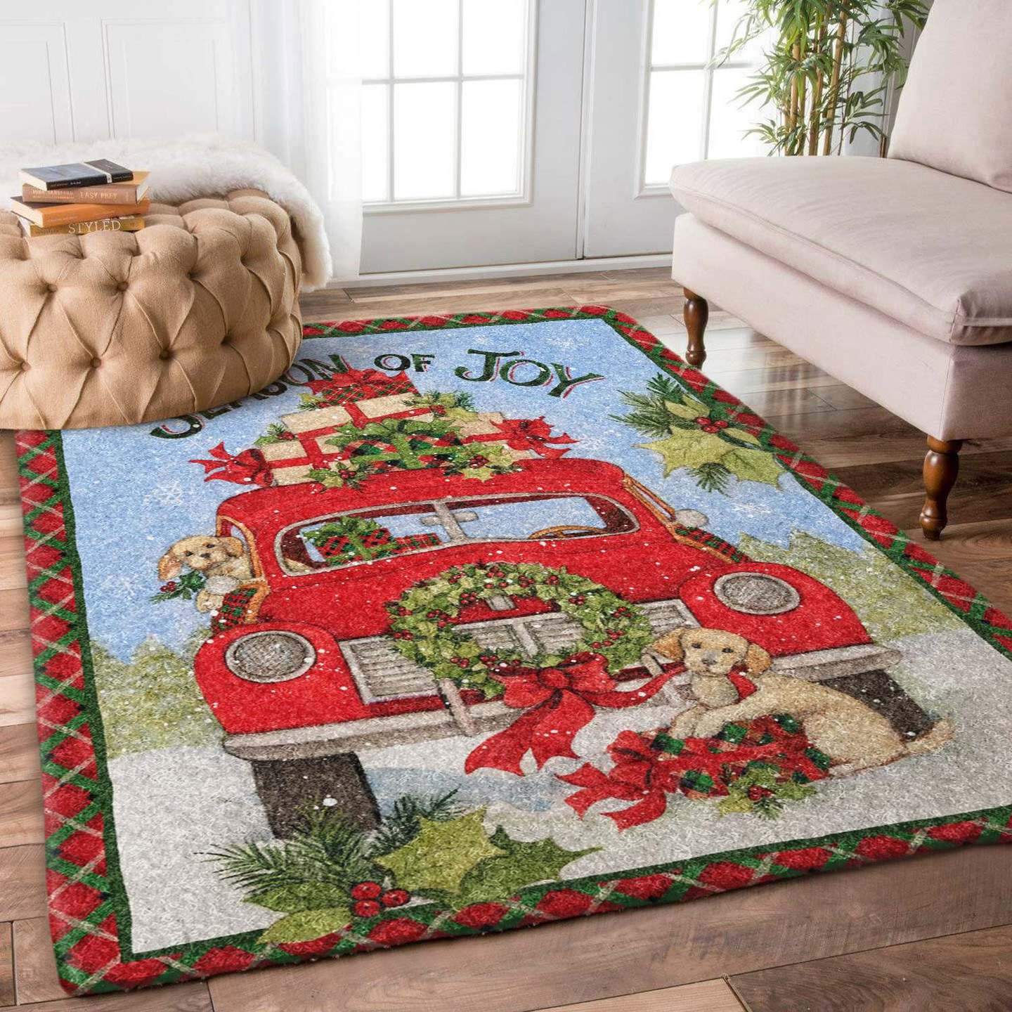 Christmas Car Dog Limited Edition Rectangle Rug