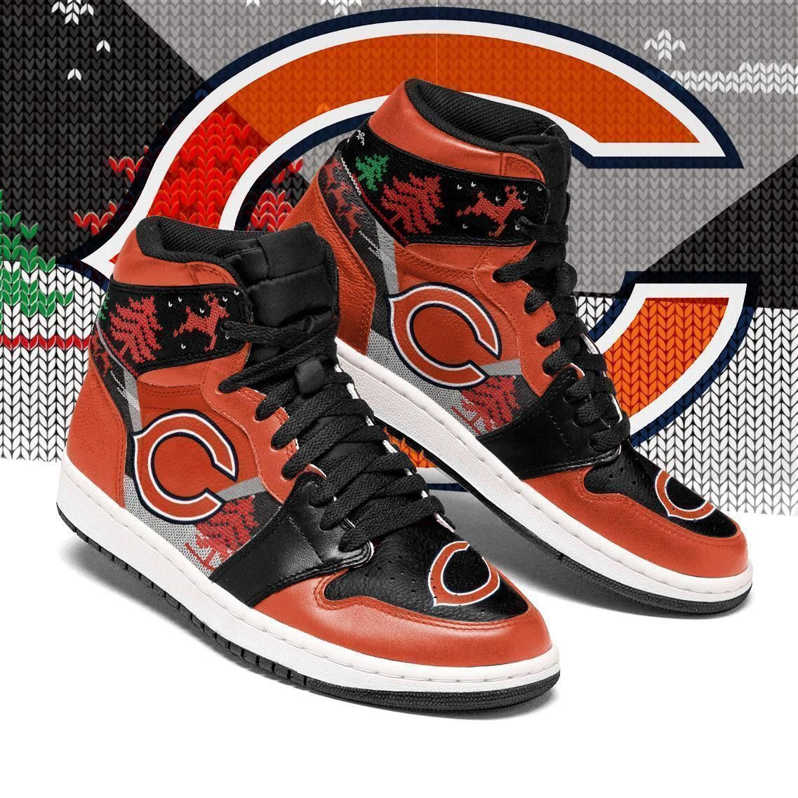 Christmas Chicago Bears Nfl Sneaker Sneakers Shoes Sport Sneakers High Top Air Jordan Sneaker, Air Jordan Hightop