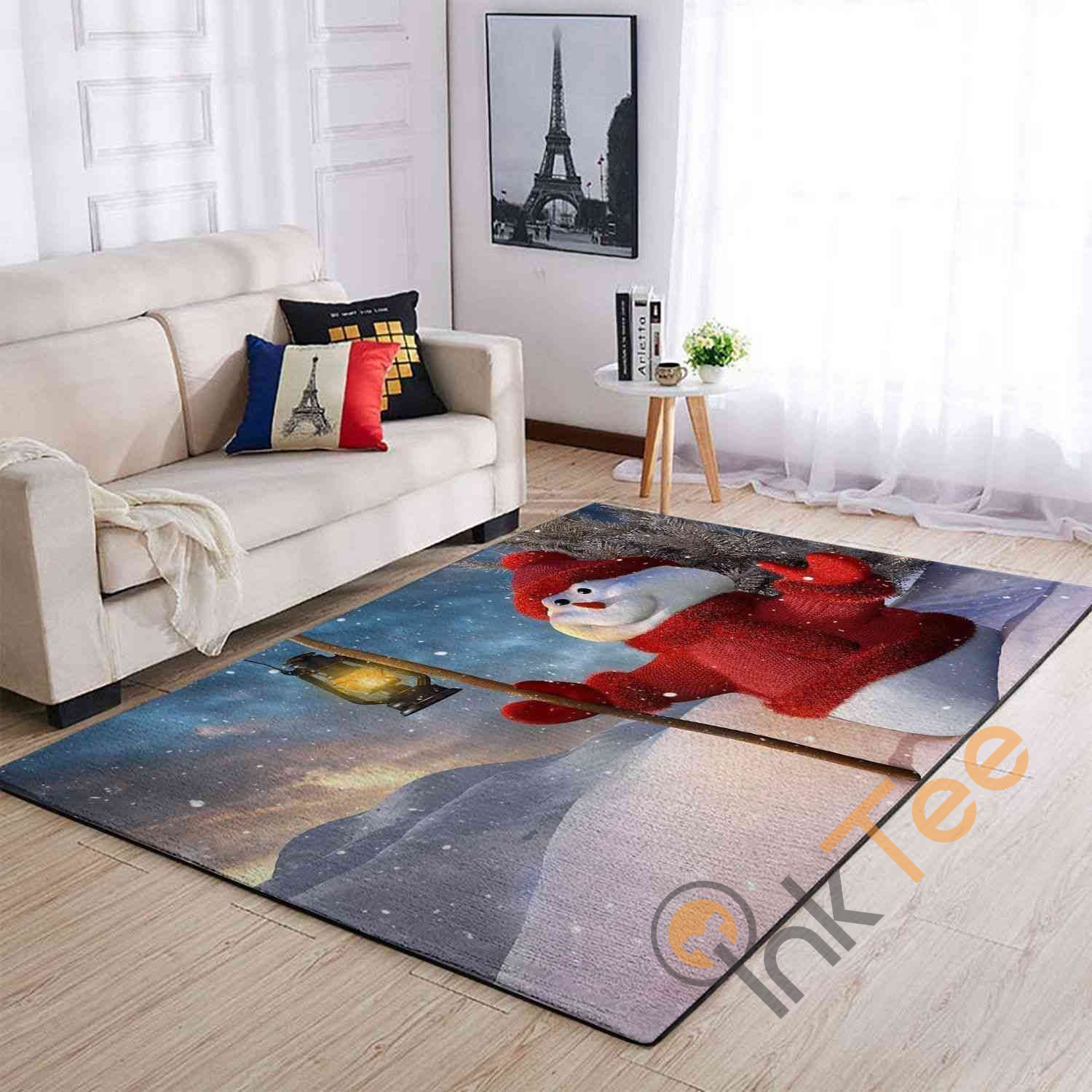 Christmas Cute Snowman Area Rectangle Rug