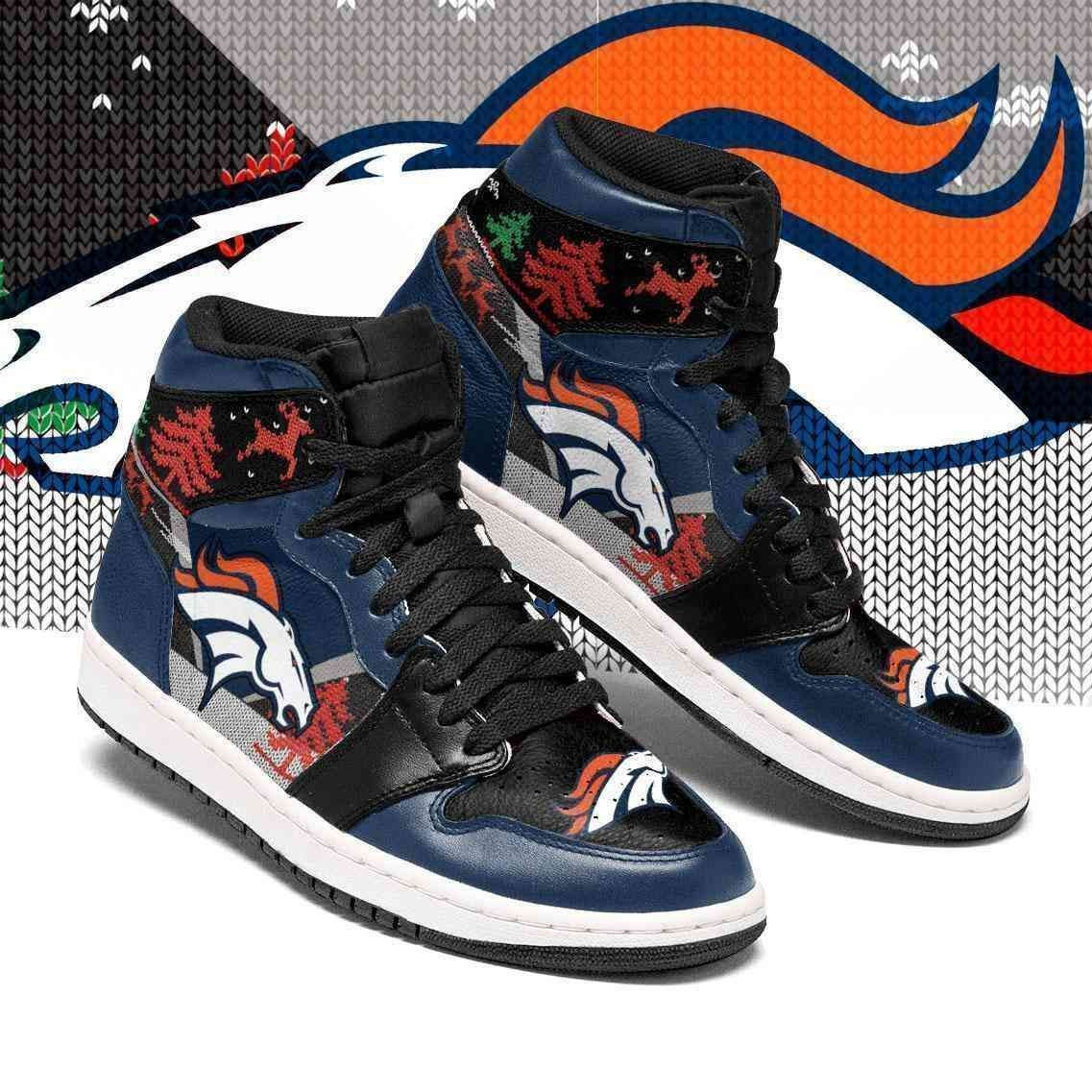 Christmas Denver Broncos Nfl Sneakers 2021 Limited Eachstep Shoes Sport Sneakers High Top Air Jordan Sneaker, Air Jordan Hightop