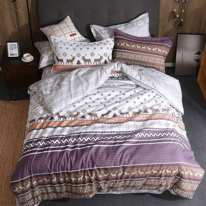 Christmas Elk Luxury Duvet Cover Bedding Set