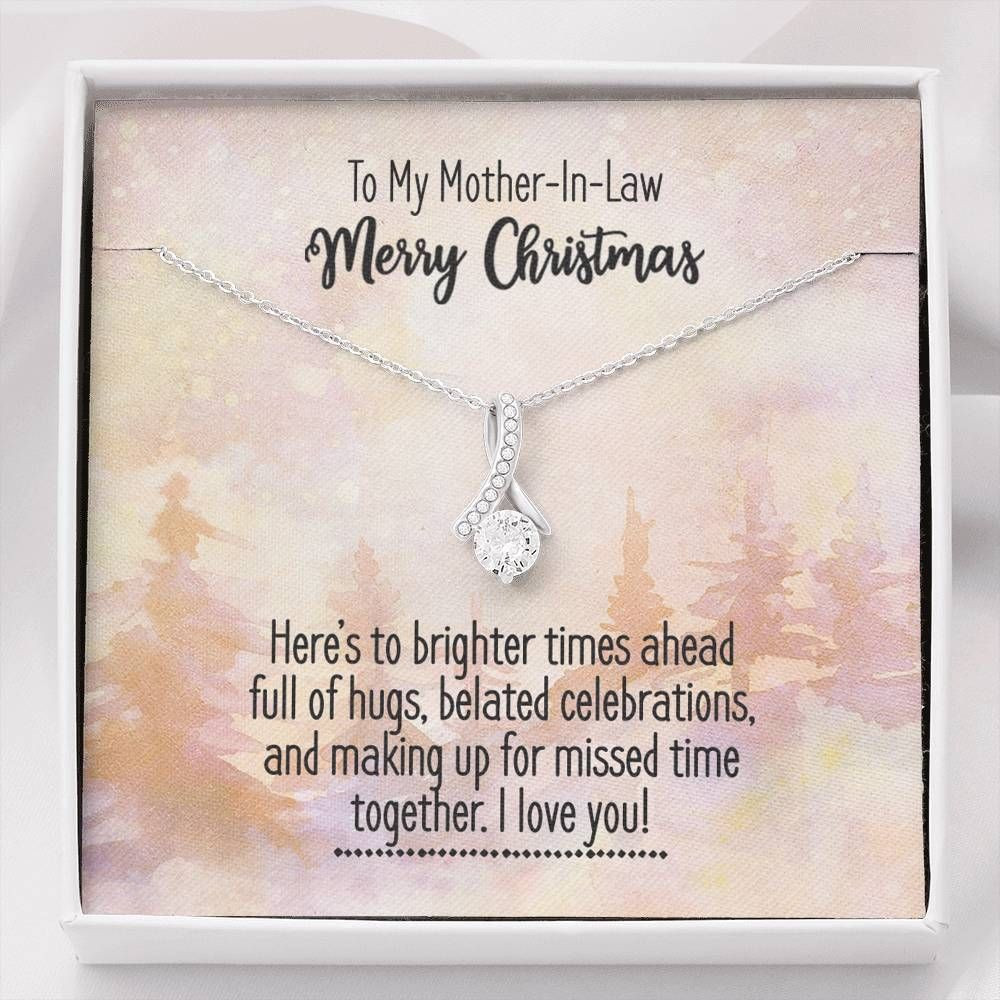 Christmas Full Of Hugs 14K White Gold Alluring Beauty Necklace Gift For Mother In Law