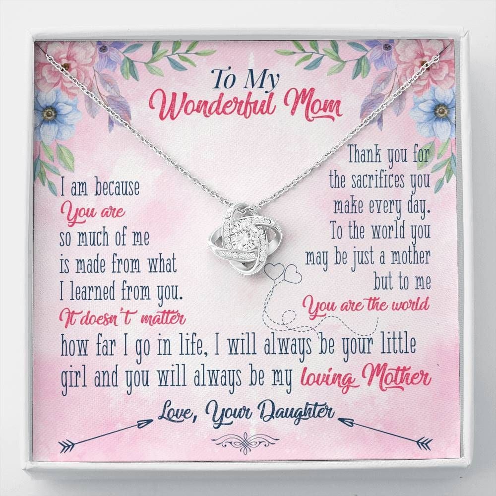 Christmas Gift For Mom From Daughter Card Love Knot Necklace