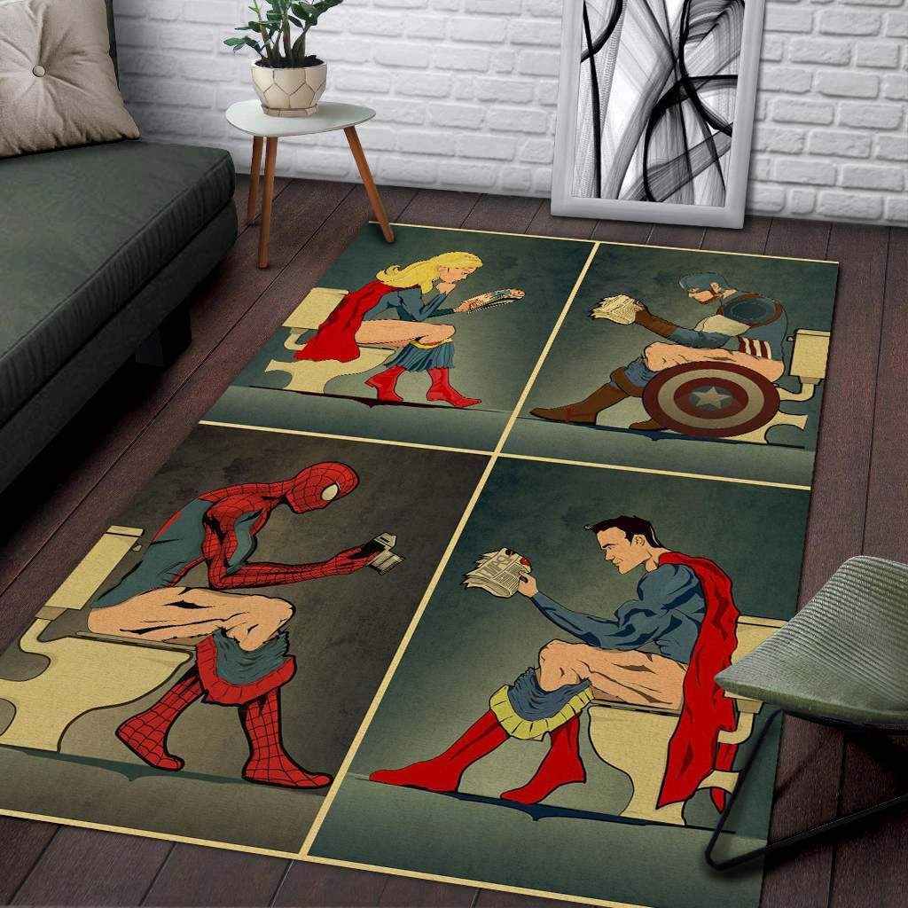 Christmas Gift Super Hero In Bathroom 002 Area Limited Edition Rectangle Rug