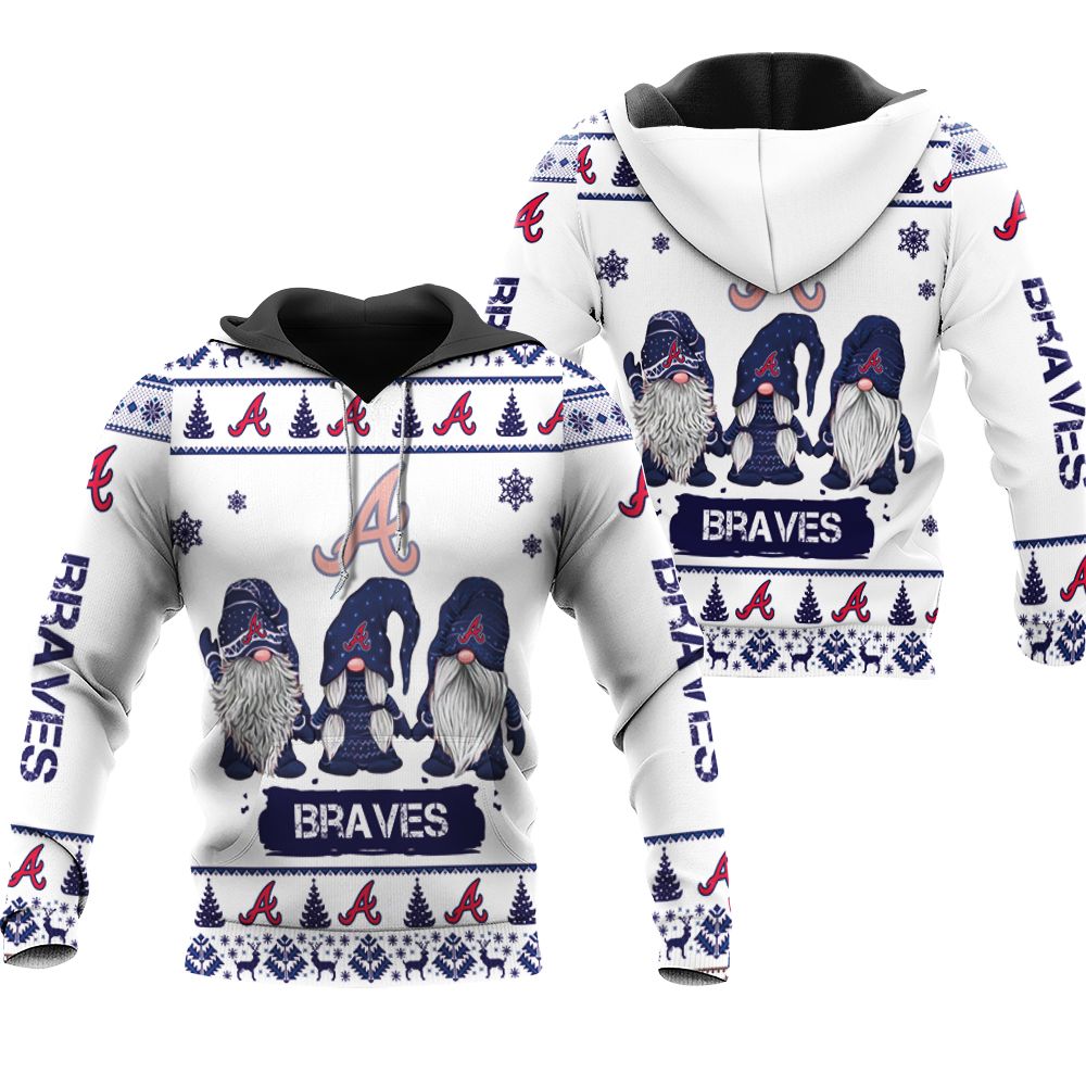 christmas gnomes Atlanta Braves christmas printed 3D Hoodie