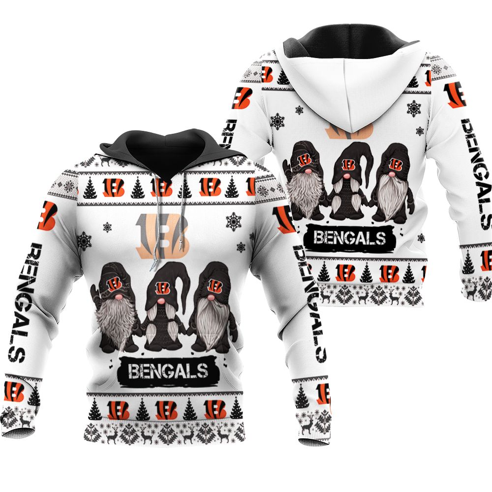 christmas gnomes Cincinnati Bengals christmas printed 3D Hoodie