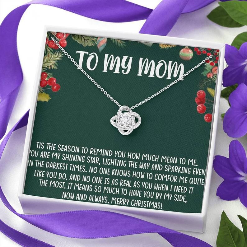 Christmas Love Knot Necklace Gift for Mom: Present, Necklace Jewelry, Xmas Gift, Holiday Gift, Gift Idea, Mother, Mom Gift, Mother Daughter
