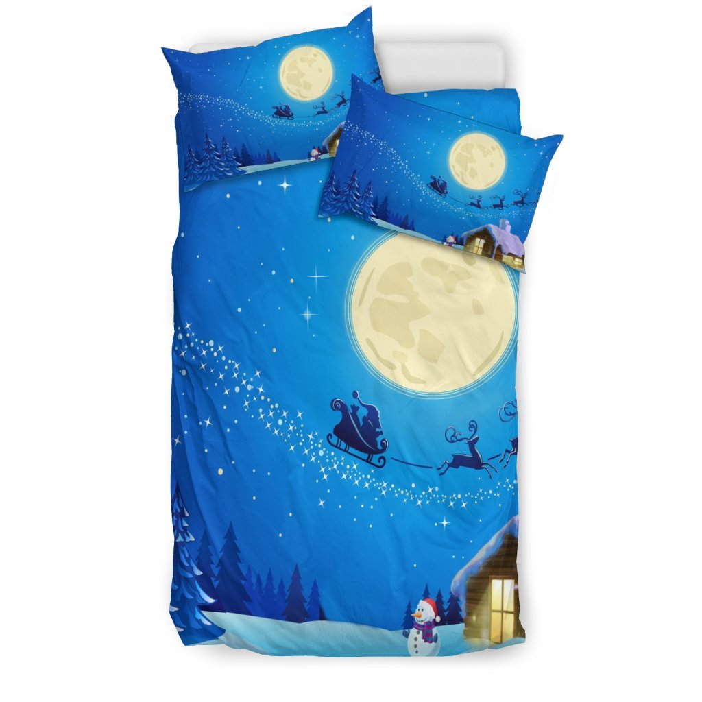 Christmas Night Moon 3D Customized Duvet Cover Bedding Set