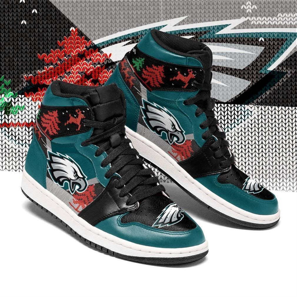 Christmas Philadelphia Eagles Nfl Football Team Air Sneakers Sneakers Sport Sneakers High Top Air Jordan Sneaker, Air Jordan Hightop