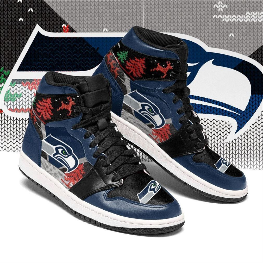 Christmas Seattle Seahawks Nfl Football Air Sneakers Sneakers Sport Sneakers High Top Air Jordan Sneaker, Air Jordan Hightop