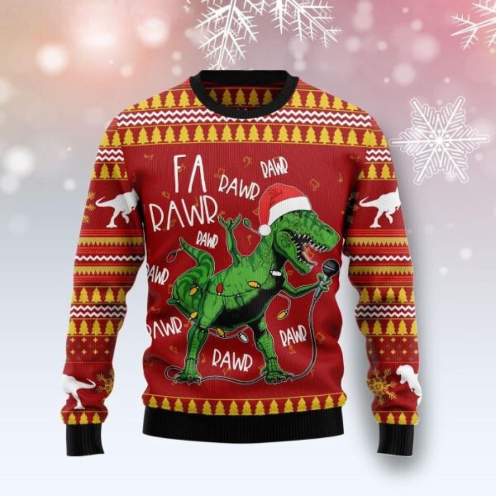 Christmas Singing Dinosaur Christmas Sweater Cute Gift