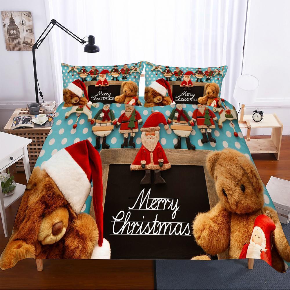 Christmas Teddy Dog Theme Digital Print Household Itemss 3D Customized Duvet Cover Bedding Set