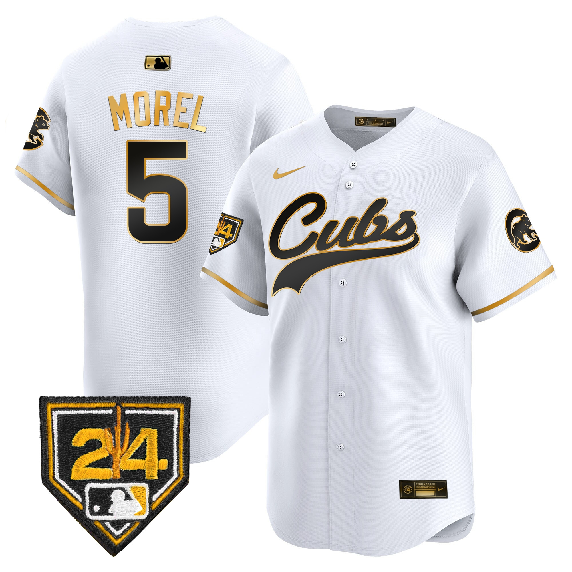 Christopher Morel Men's Chicago Cubs 2024 Spring Training Patch Vapor Premier Limited White Gold Jersey - All Stitched