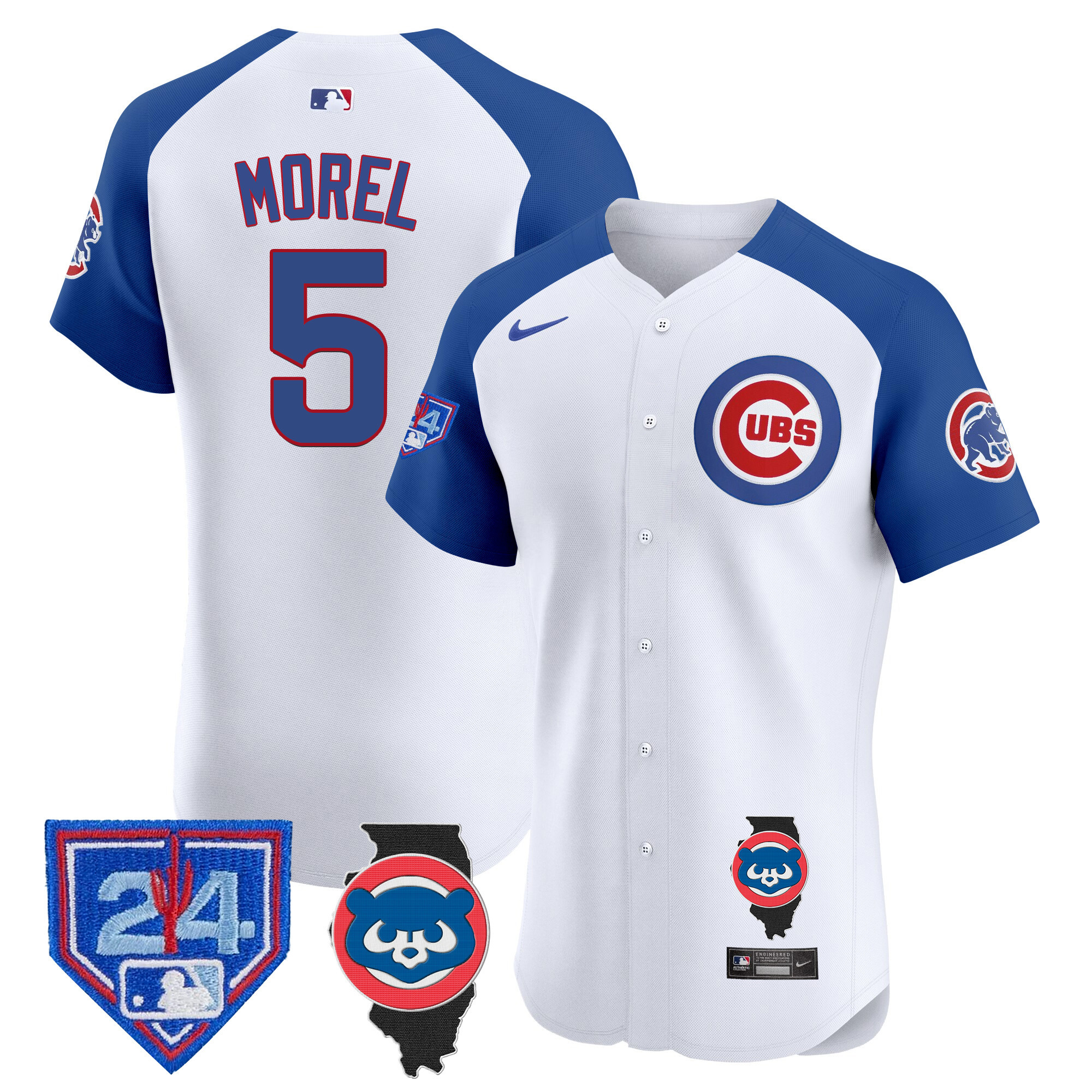 Christopher Morel Men's Chicago Cubs Spring Training & Illinois Patch Vapor Premier Elite White Alternate Jersey - All Stitched