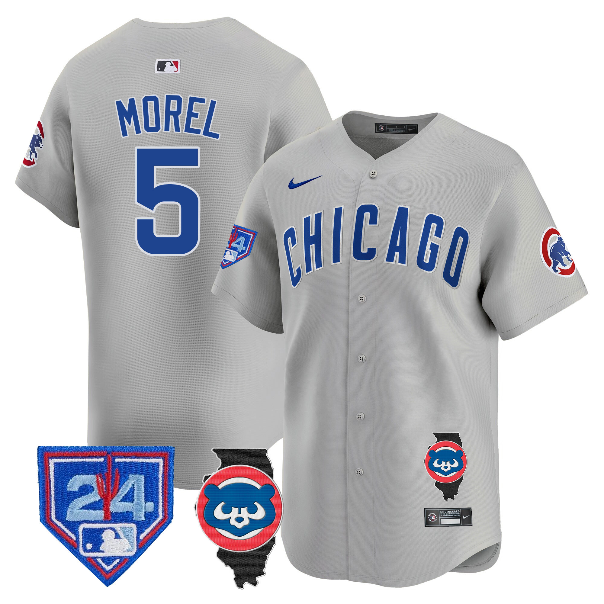 Christopher Morel Men's Chicago Cubs Spring Training & Illinois Patch Vapor Premier Limited Gray Road Jersey - All Stitched