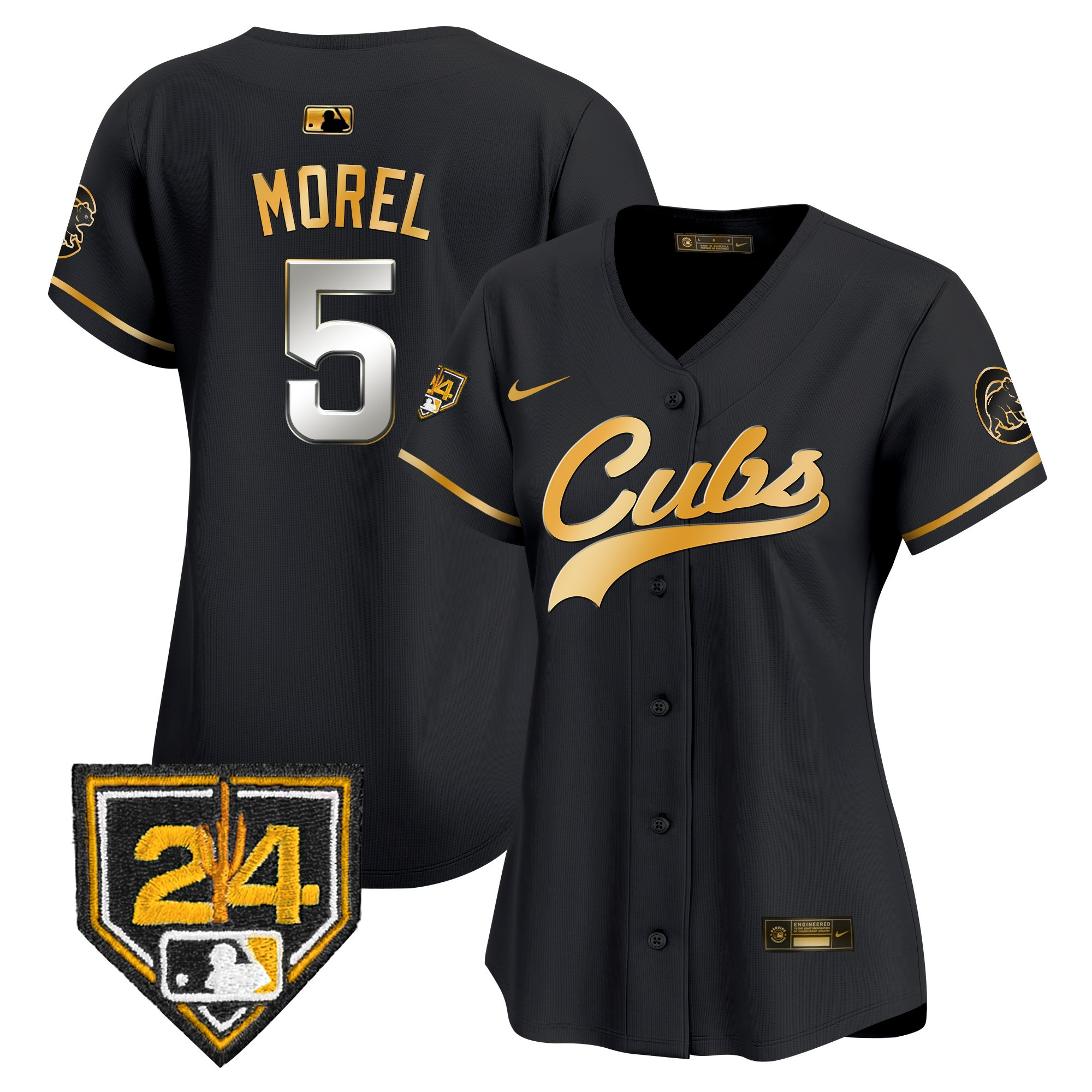 Christopher Morel Women's Chicago Cubs 2024 Spring Training Patch Vapor Premier Limited Black Gold Jersey - All Stitched
