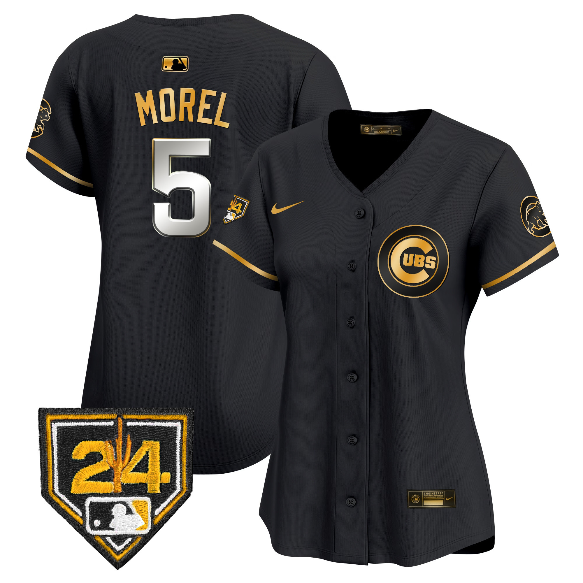 Christopher Morel Women's Chicago Cubs 2024 Spring Training Patch Vapor Premier Limited V2 Black Gold Jersey - All Stitched