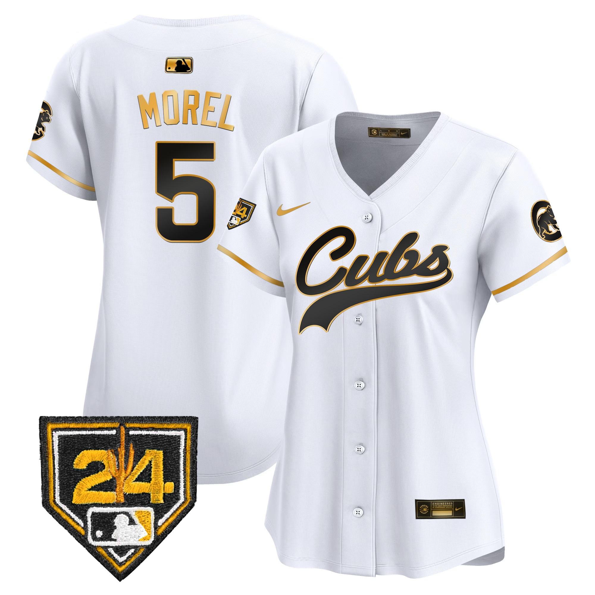 Christopher Morel Women's Chicago Cubs 2024 Spring Training Patch Vapor Premier Limited White Gold Jersey - All Stitched