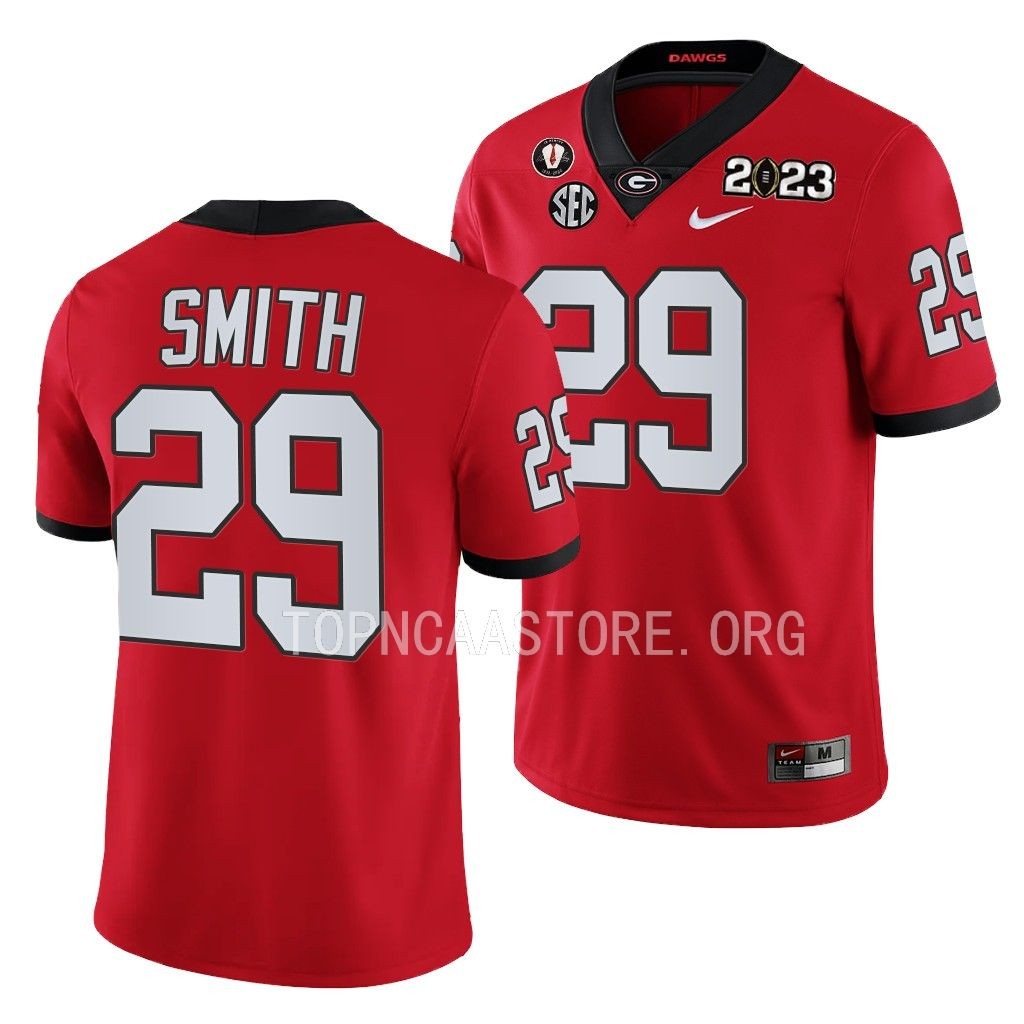 Christopher Smith Georgia Bulldogs 2023 National Championship #29 Jersey Men's Red College Playoff Uniform