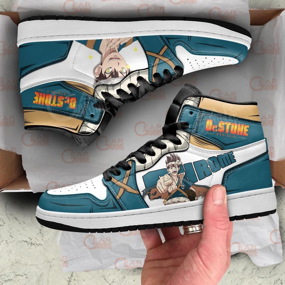 Chrome JD1s Sneakers Anime Dr. Stone Shoes, Air Jordan Hightop