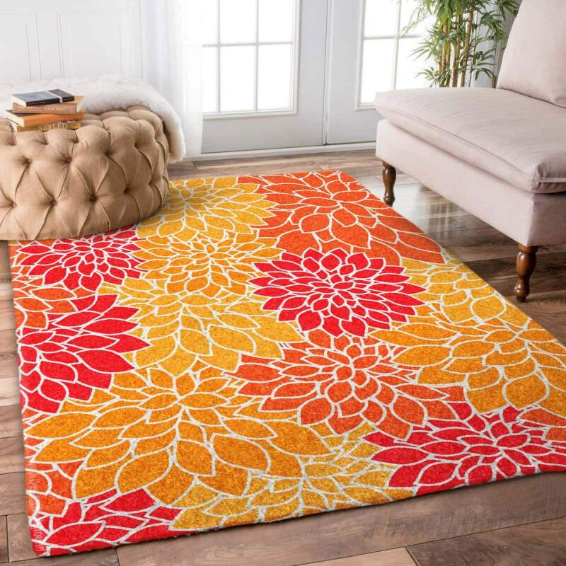 Chrysanthemum Red Limited Edition Rectangle Rug