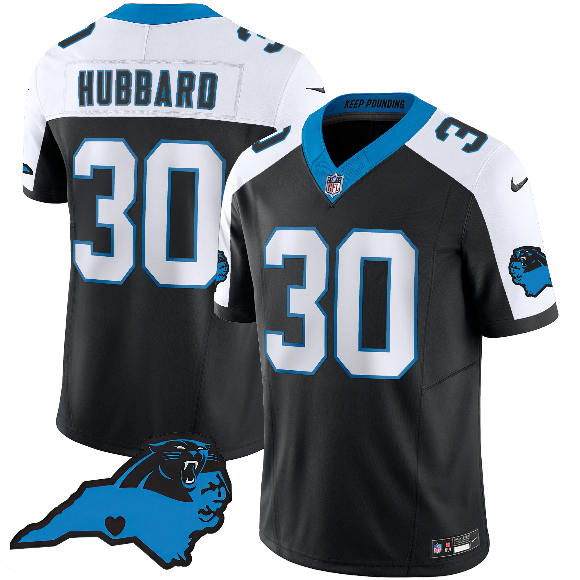 Chuba Hubbard Men's Carolina Panthers Vapor Limited Black Alternate Jersey - All Stitched 
