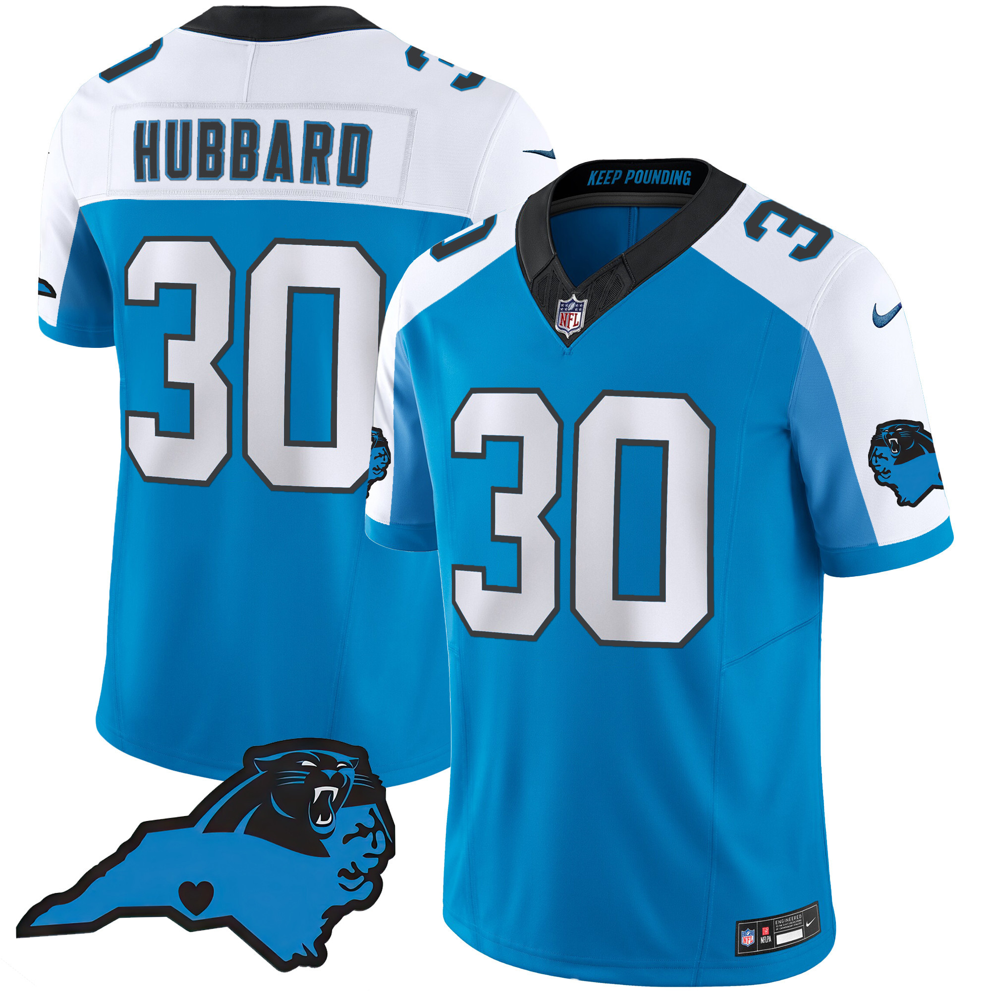 Chuba Hubbard Men's Carolina Panthers Vapor Limited Blue Alternate Jersey - All Stitched 