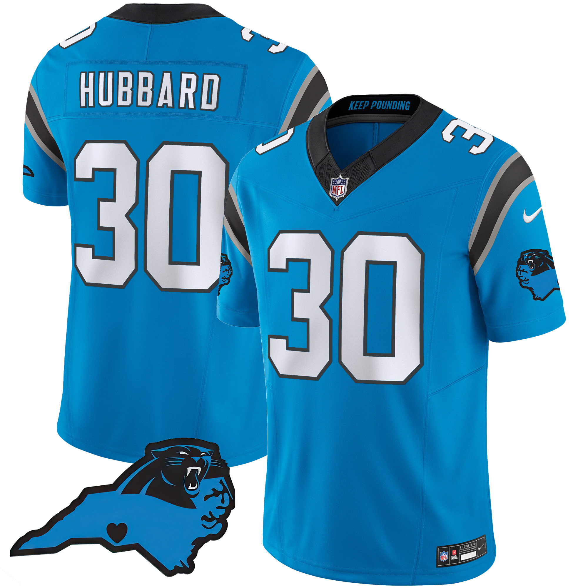 Chuba Hubbard Men's Carolina Panthers Vapor Limited Blue Jersey - All Stitched 