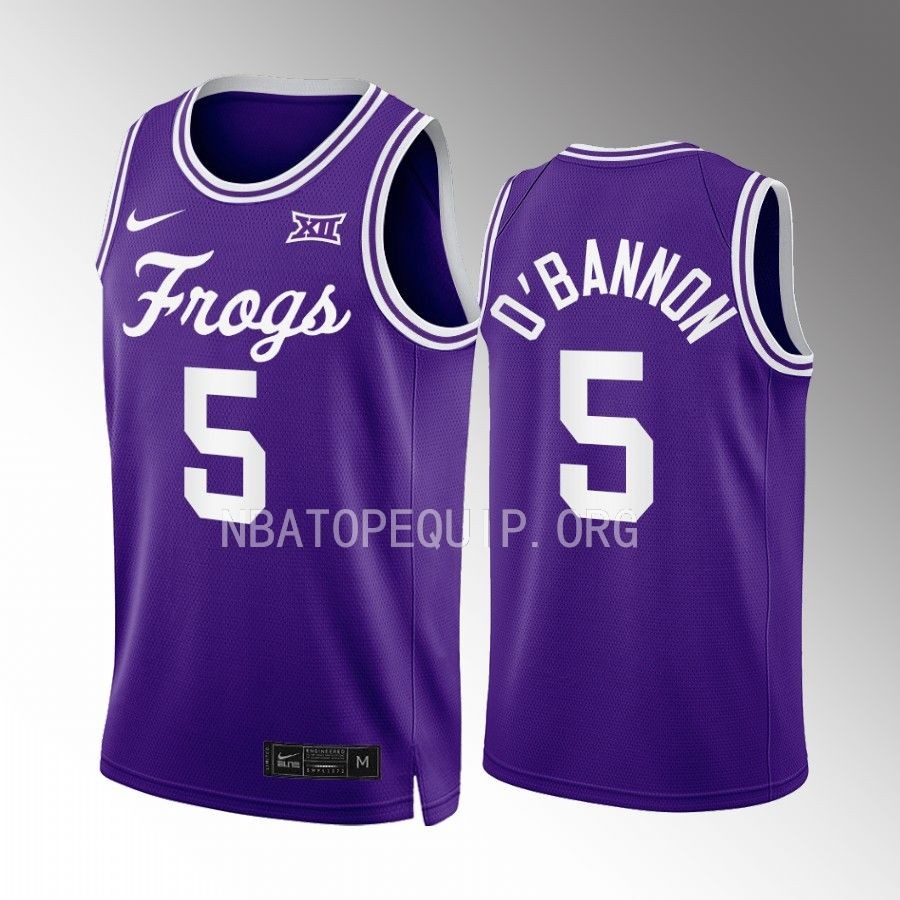 Chuck O'Bannon Jr. TCU Horned Frogs Purple Jersey 2022-23 Retro