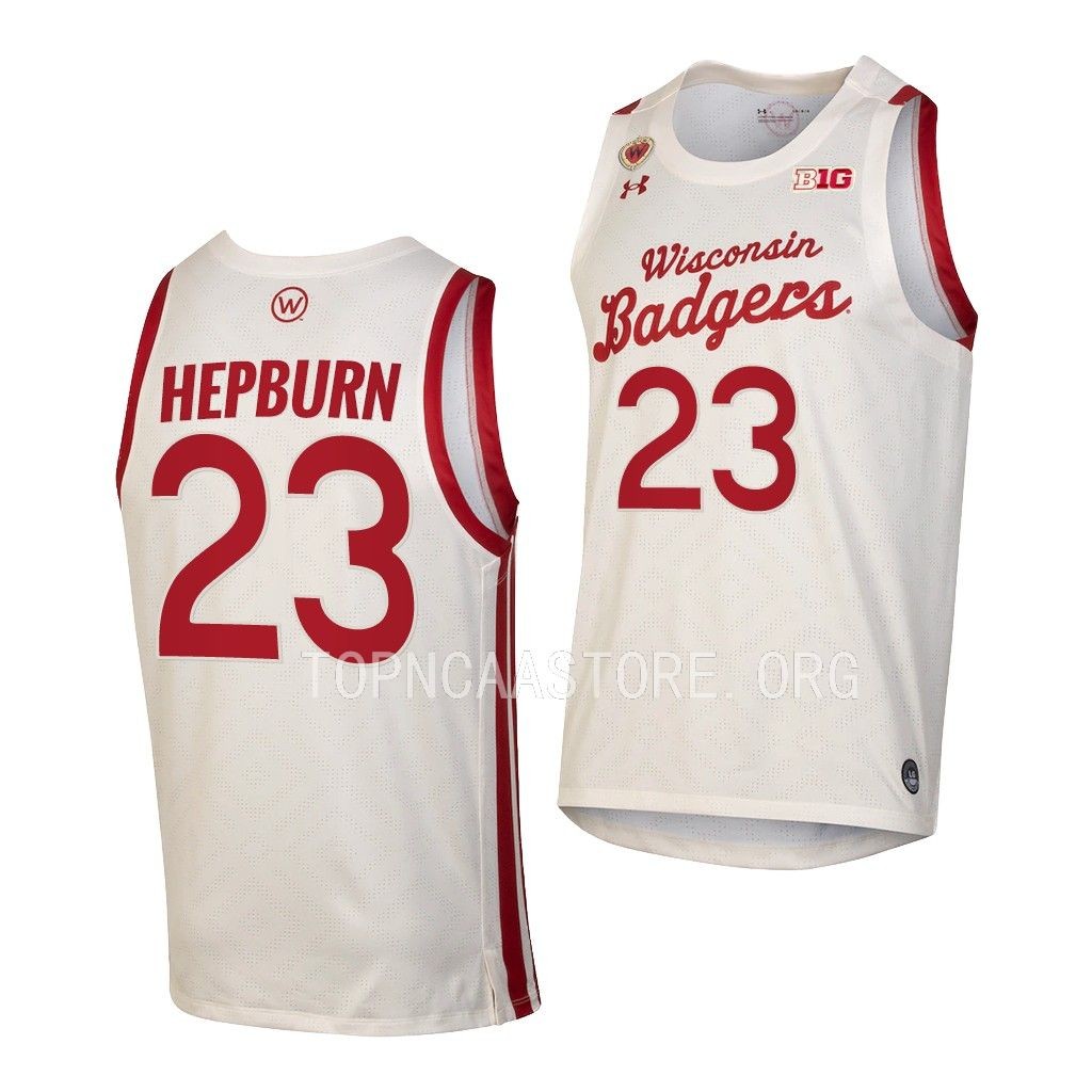 Chucky Hepburn #23 Wisconsin Badgers Retro Throwback Jersey 2022-23 White