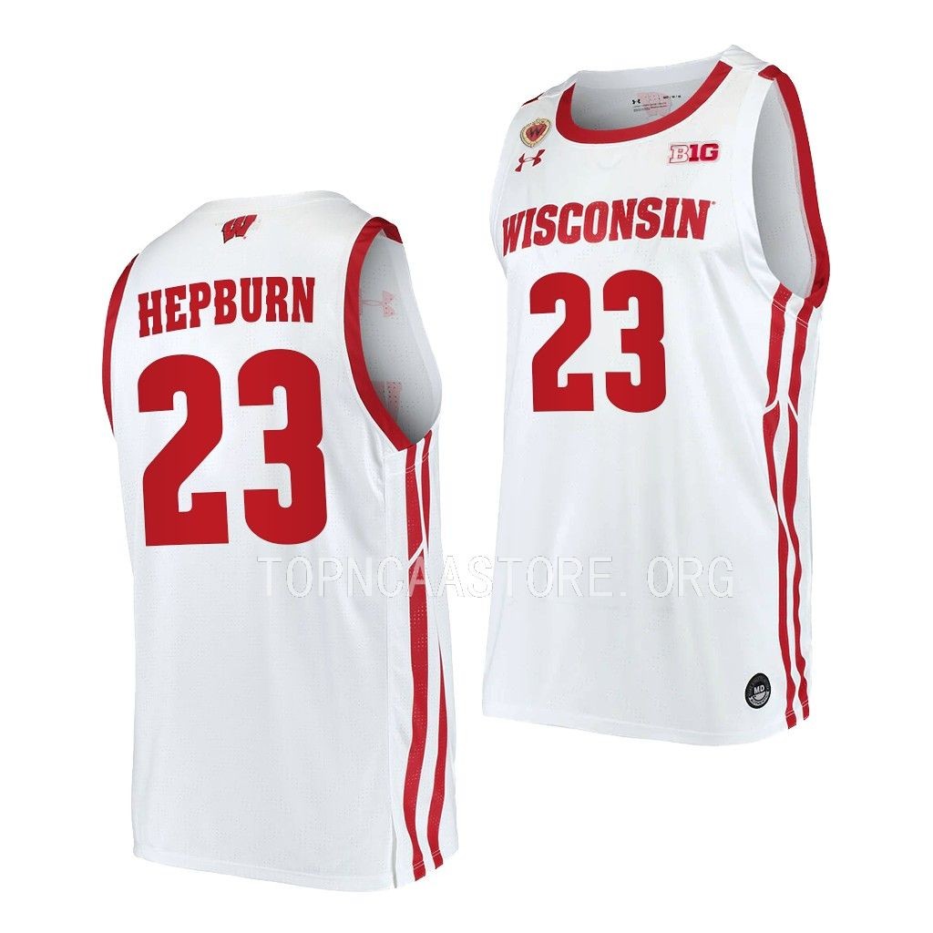 Chucky Hepburn Wisconsin Badgers #23 White Home Jersey 2022-23