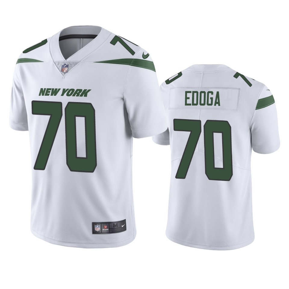 Chuma Edoga 70 New York Jets White Vapor Limited Stitched Jersey
