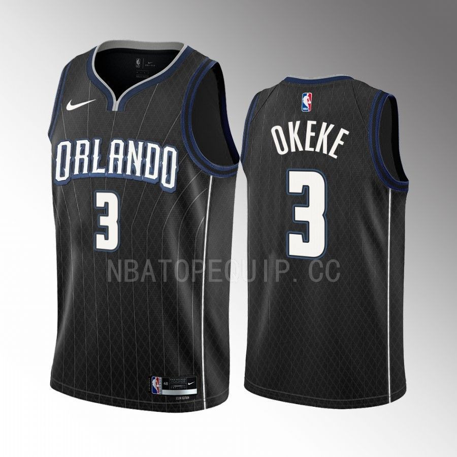 Chuma Okeke 3 2022-23 Orlando Magic Black City Edition Men Stitched Jersey Swingman