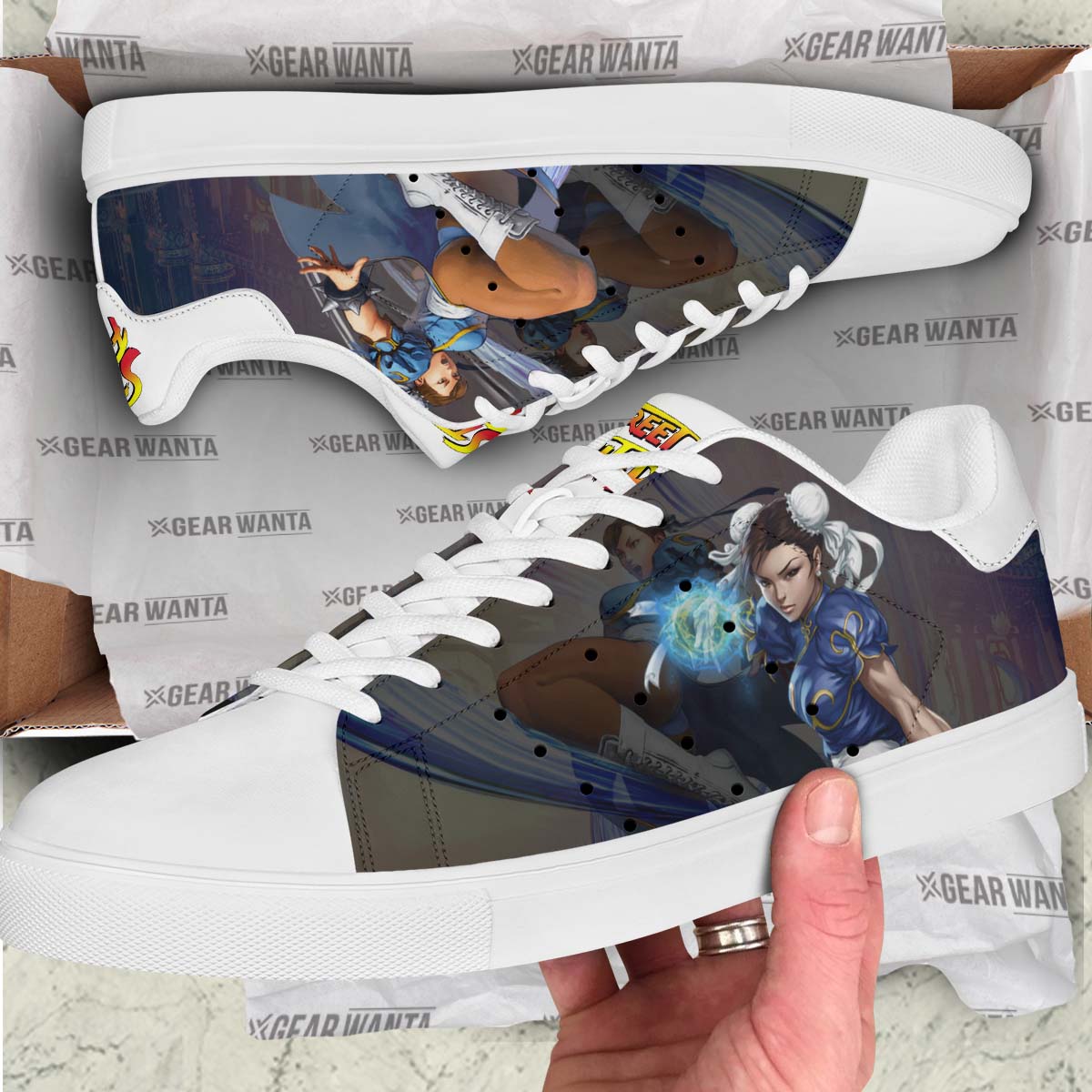 Chun-Li Skate Shoes Custom Street Fighter Game Shoes