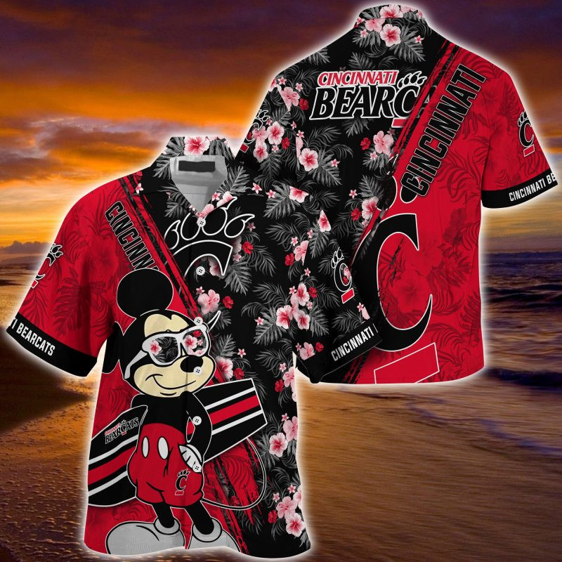 Cincinnati Bearcats NCAA Summer Hawaiian Shirt Mickey And Floral Pattern