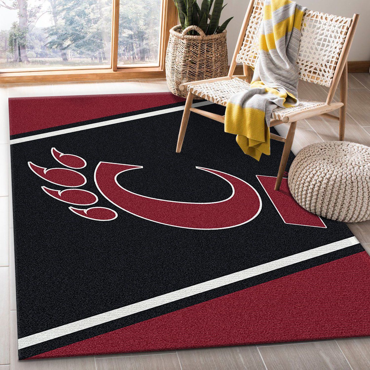 Cincinnati Bearcats Rectangle Rug – Custom Size And Printing