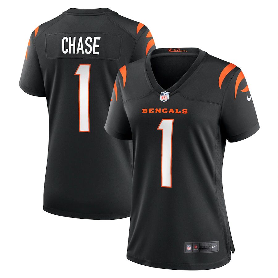 Cincinnati Bengals #1 Ja’Marr Chase Black Women’s Game Jersey