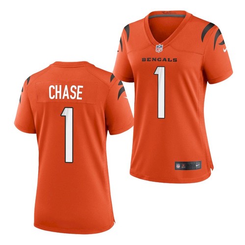 Cincinnati Bengals #1 Ja’Marr Chase Orange Women’s Game Jersey