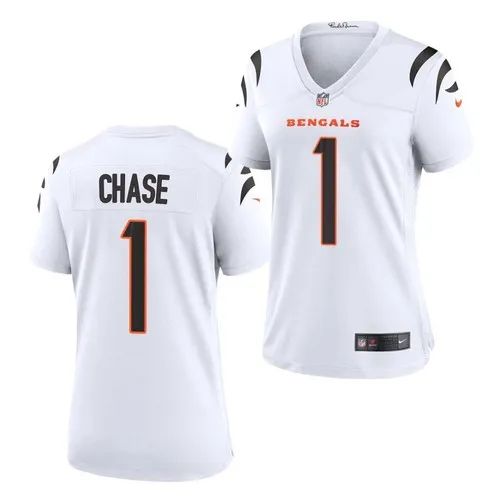 Cincinnati Bengals #1 Ja’Marr Chase White Women’s Game Jersey