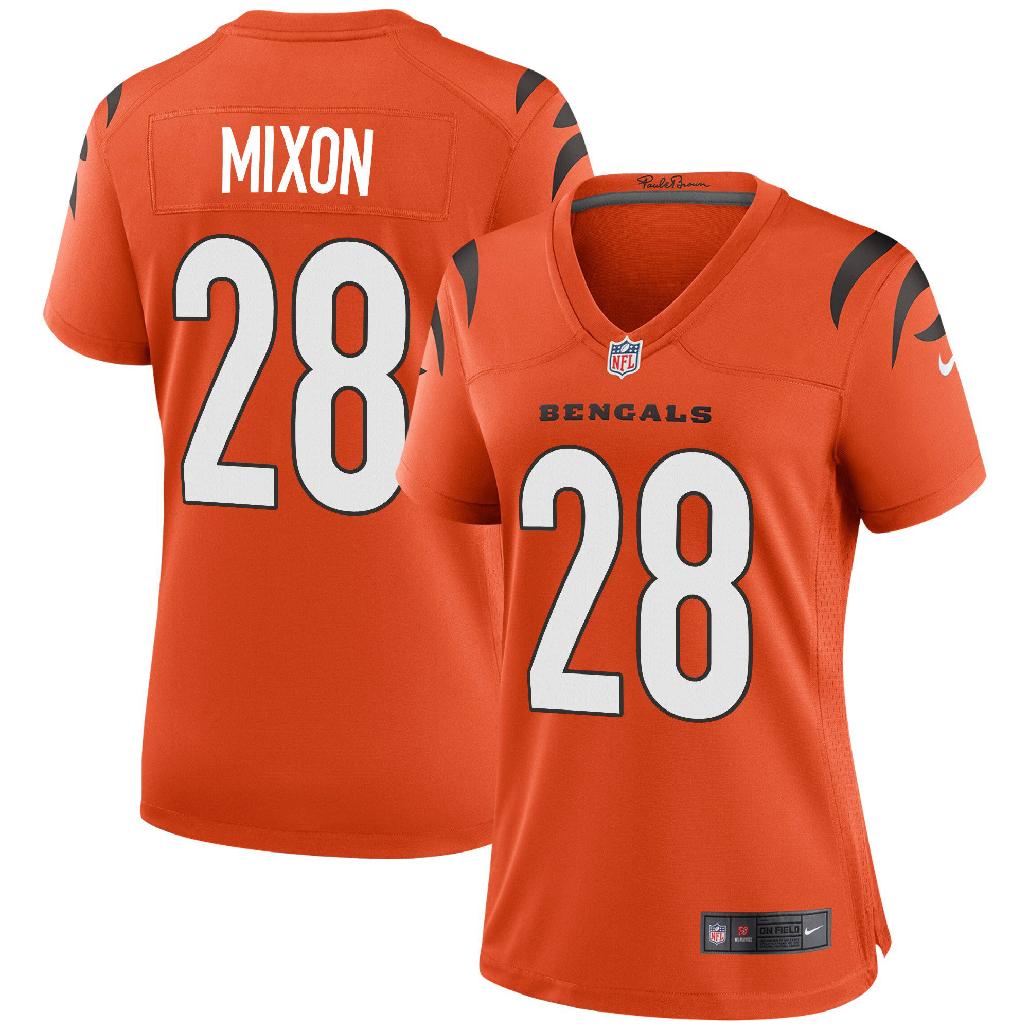 Cincinnati Bengals #28 Joe Mixon Orange Women’s Game Jersey