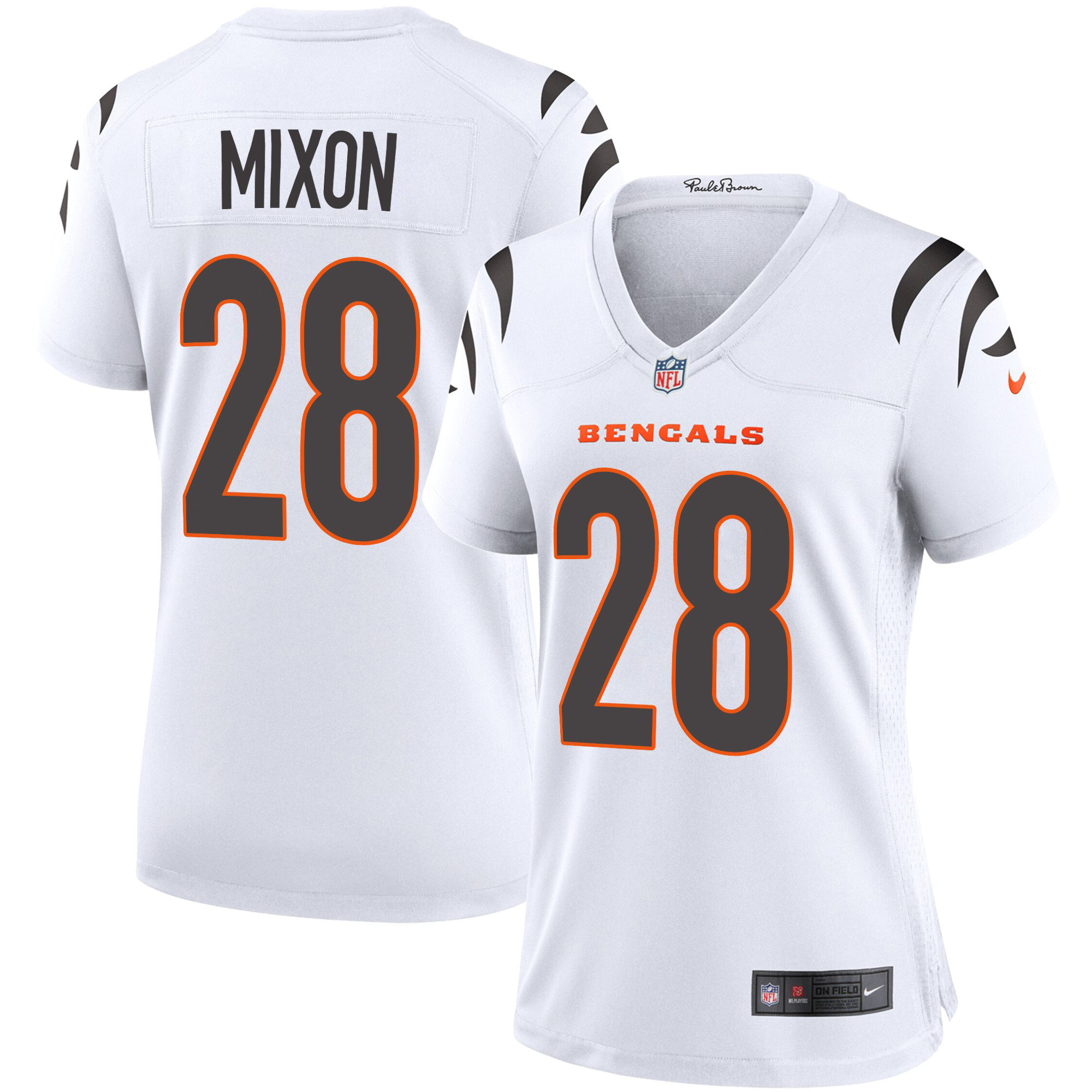 Cincinnati Bengals #28 Joe Mixon White Women’s Game Jersey